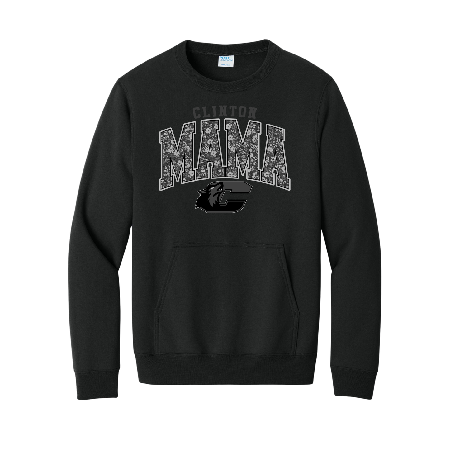 Dark Mode Clinton Mama Pocket Crewneck Sweatshirt