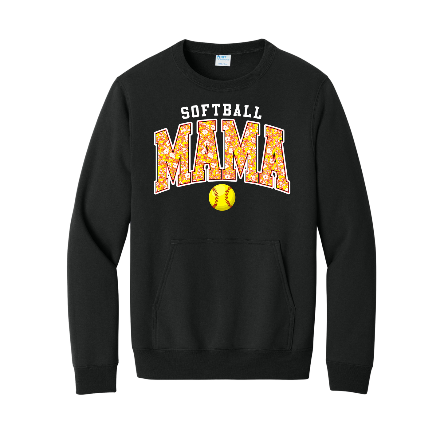 Softball Mama Pocket Crewneck Sweatshirt
