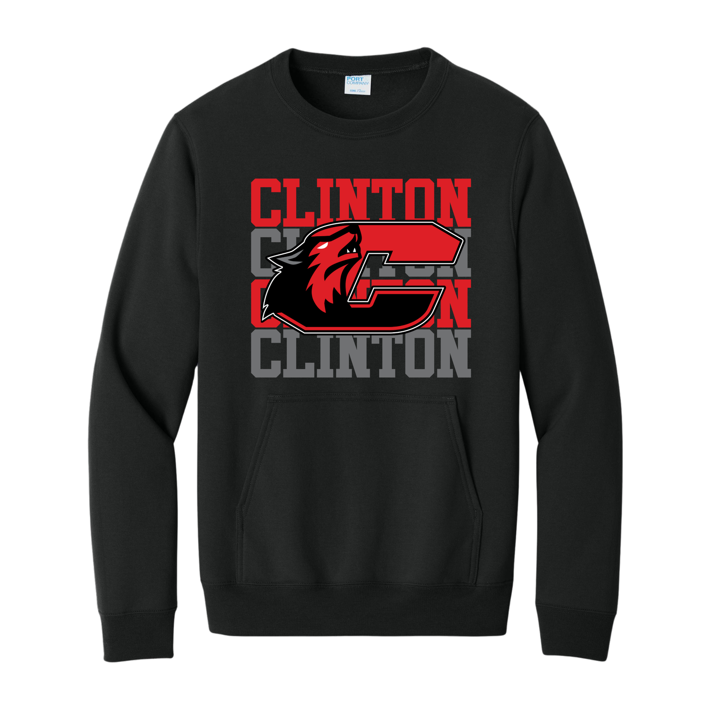 Clinton Logo Drop Pocket Crewneck Sweatshirt