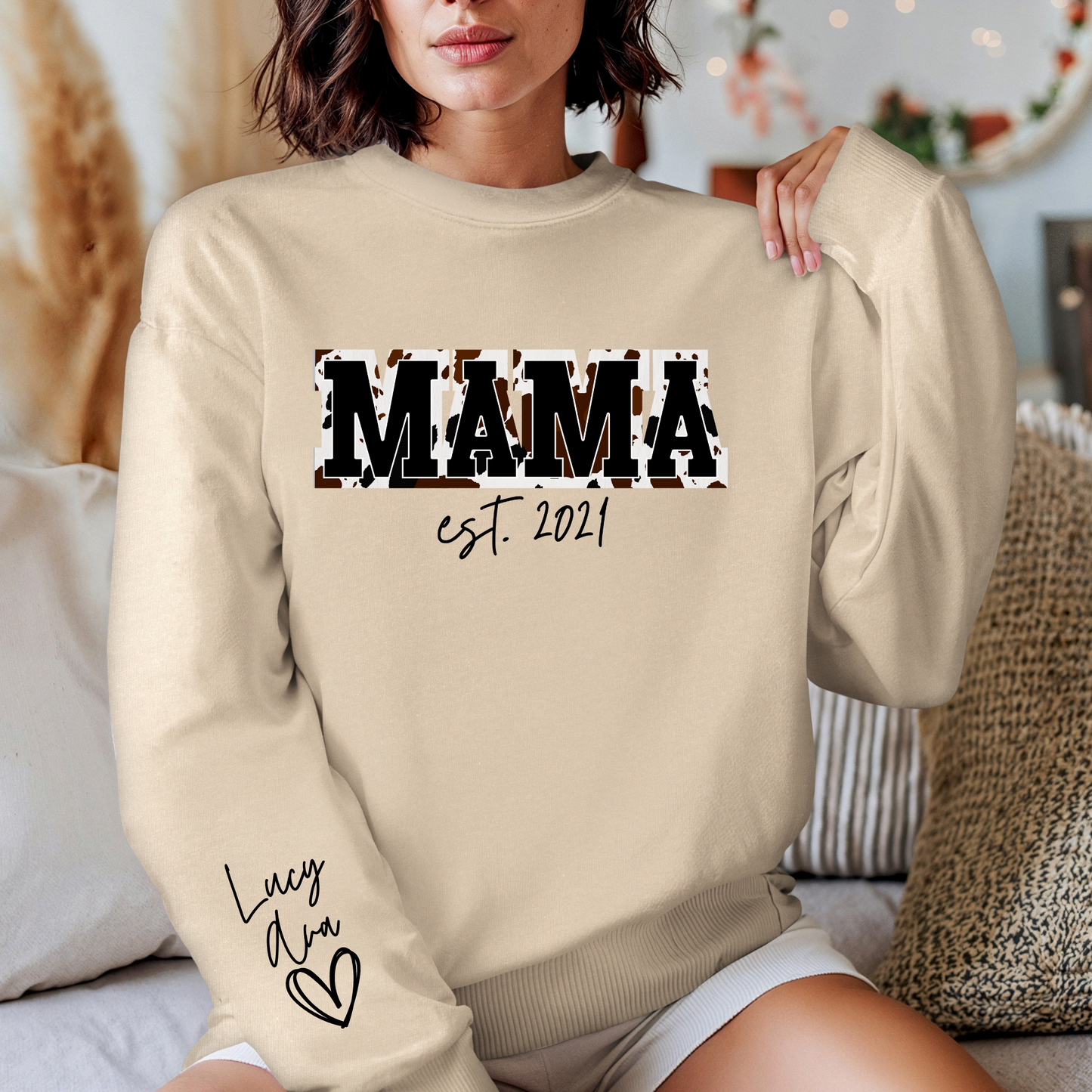Mama Established Sweatshirt Cowhide Print