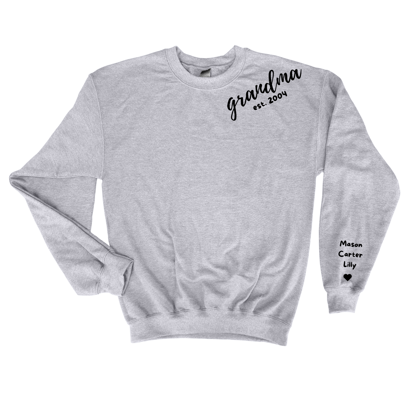Grandma Established Sweatshirt with Children's Names
