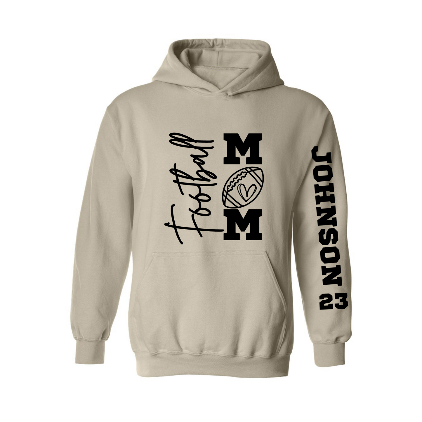 Football Mom Hoodie Tan with Custom Name