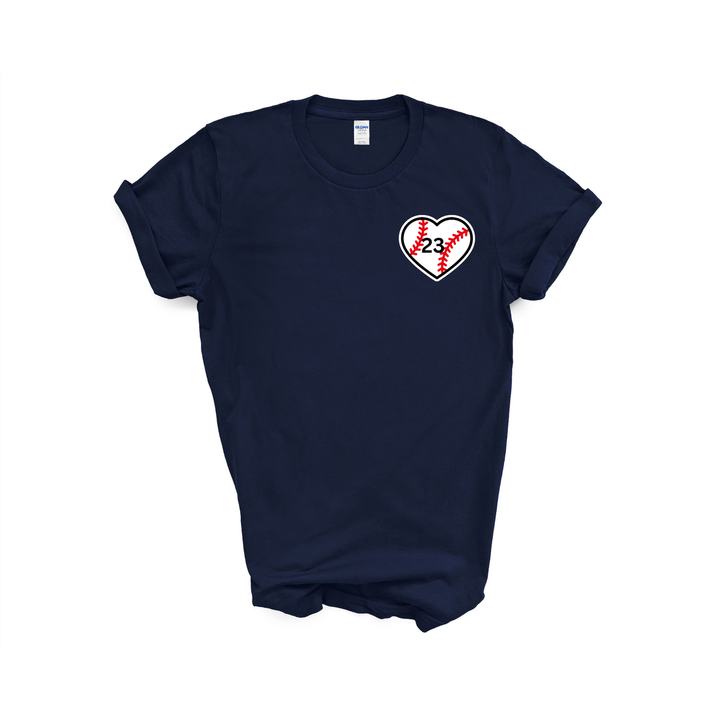 Baseball Heart T- Shirt with Custom Number