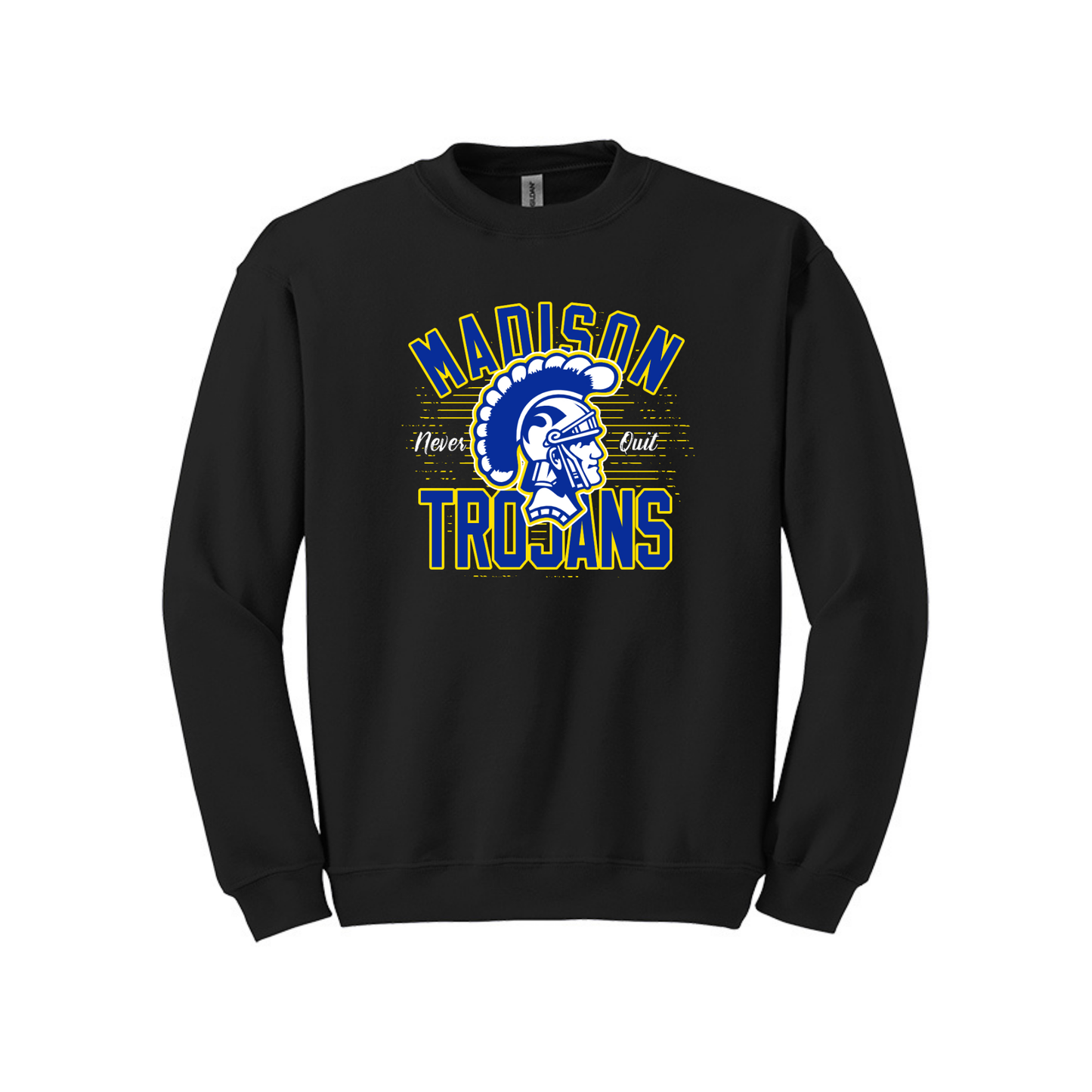 Madison Trojans Never Quit Crewneck Sweatshirt