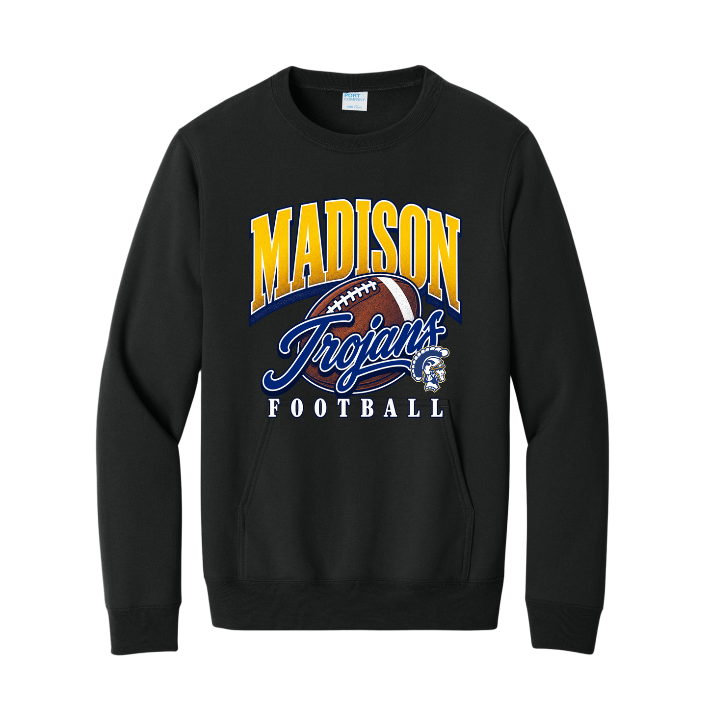 Madison Trojans Retro Football Pocket Crewneck with Oversized print