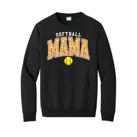 Softball Mama Pocket Crewneck Sweatshirt