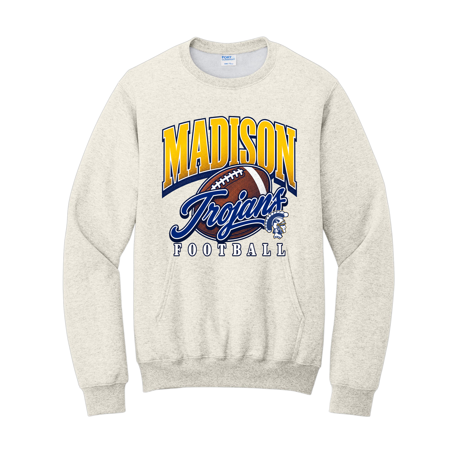 Madison Trojans Retro Football Pocket Crewneck with Oversized print