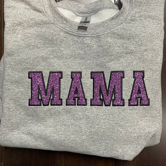 Mama Glitter Embroidered Sweatshirt