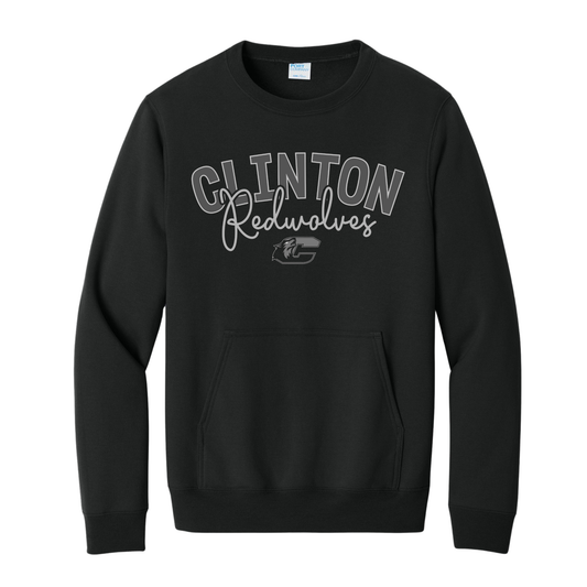 Clinton Redwolves Dark Mode Script Pocket Crewneck