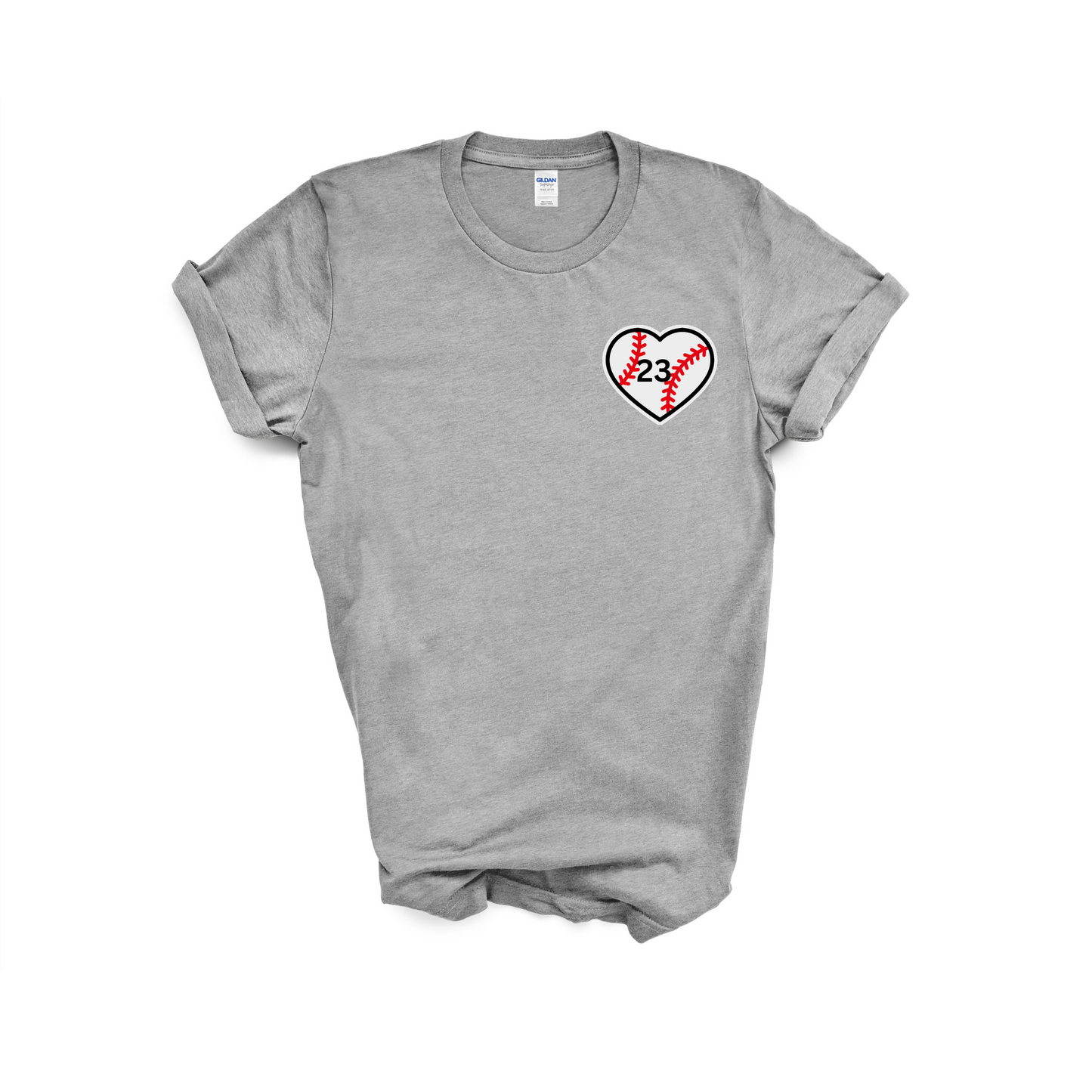Baseball Heart T- Shirt with Custom Number