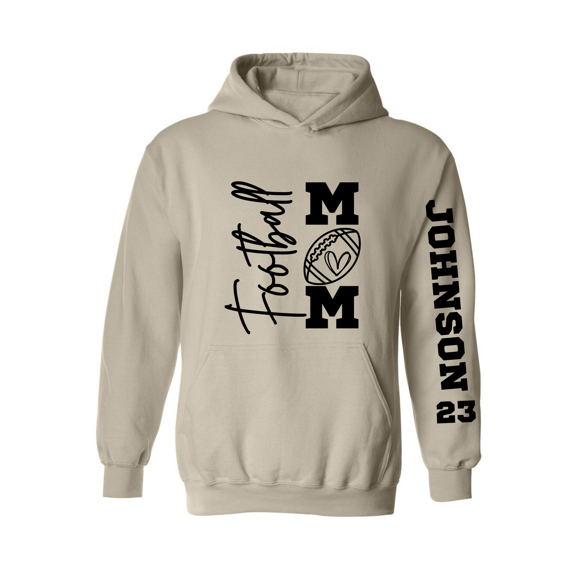 Football Mom Hoodie Tan with Custom Name – Shirtz Ink