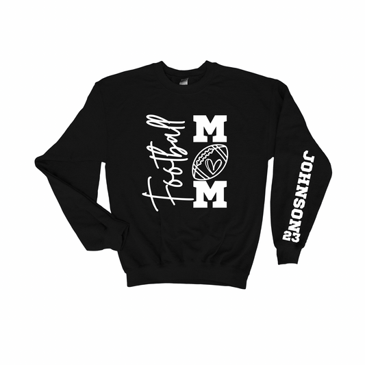 Football Mom Crewneck  Black with Custom Name