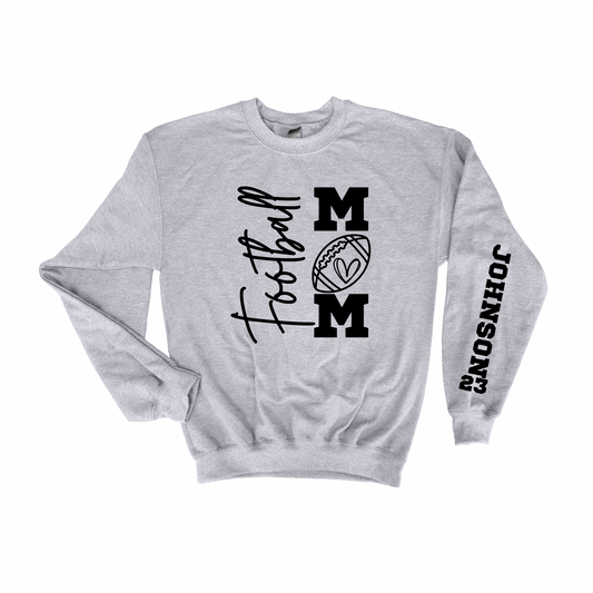 Football Mom Crewneck  Grey with Custom Name