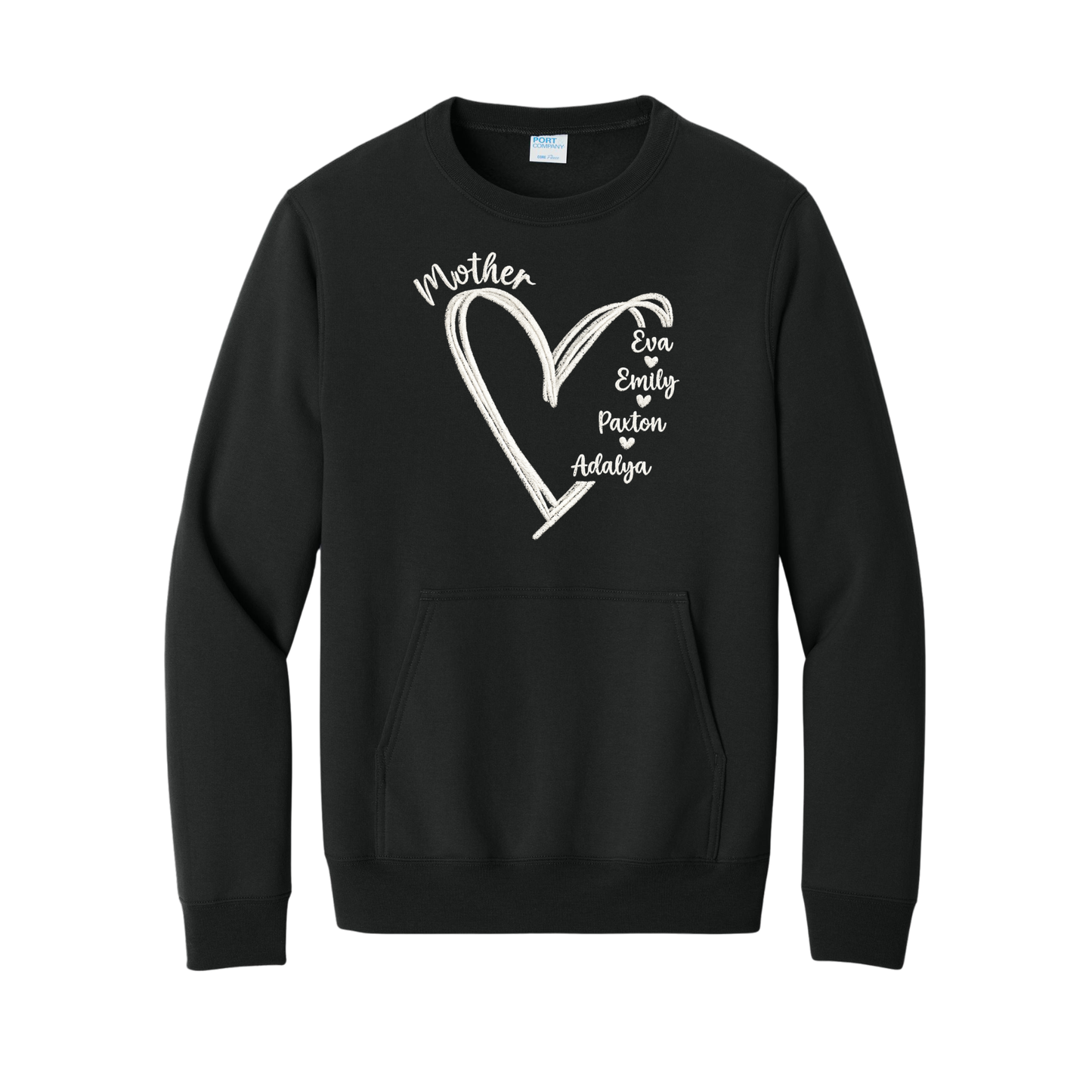 Embroidered Mother Pocket Crewneck with Custom Names