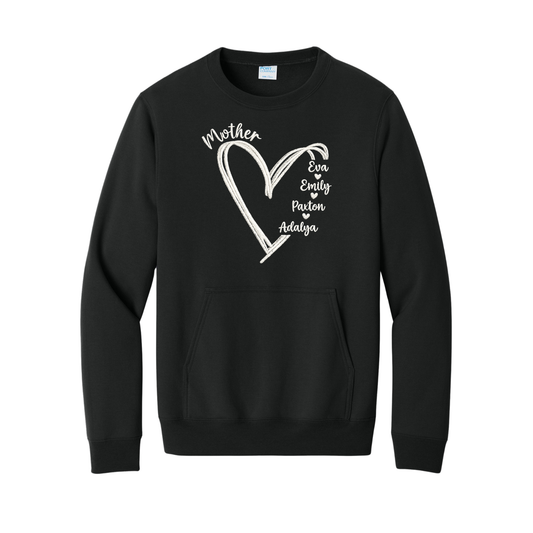 Embroidered Mother Pocket Crewneck with Custom Names